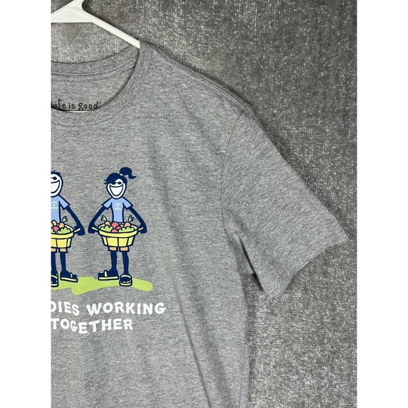 Life Is Good FOODIES WORKING TOGETHER Vintage Tee T-Shirt Mens Size Medium Gray‎ - Picture 5 of 14